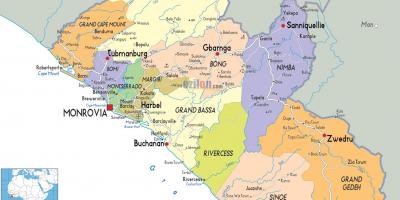 Политичка карта Либерија
