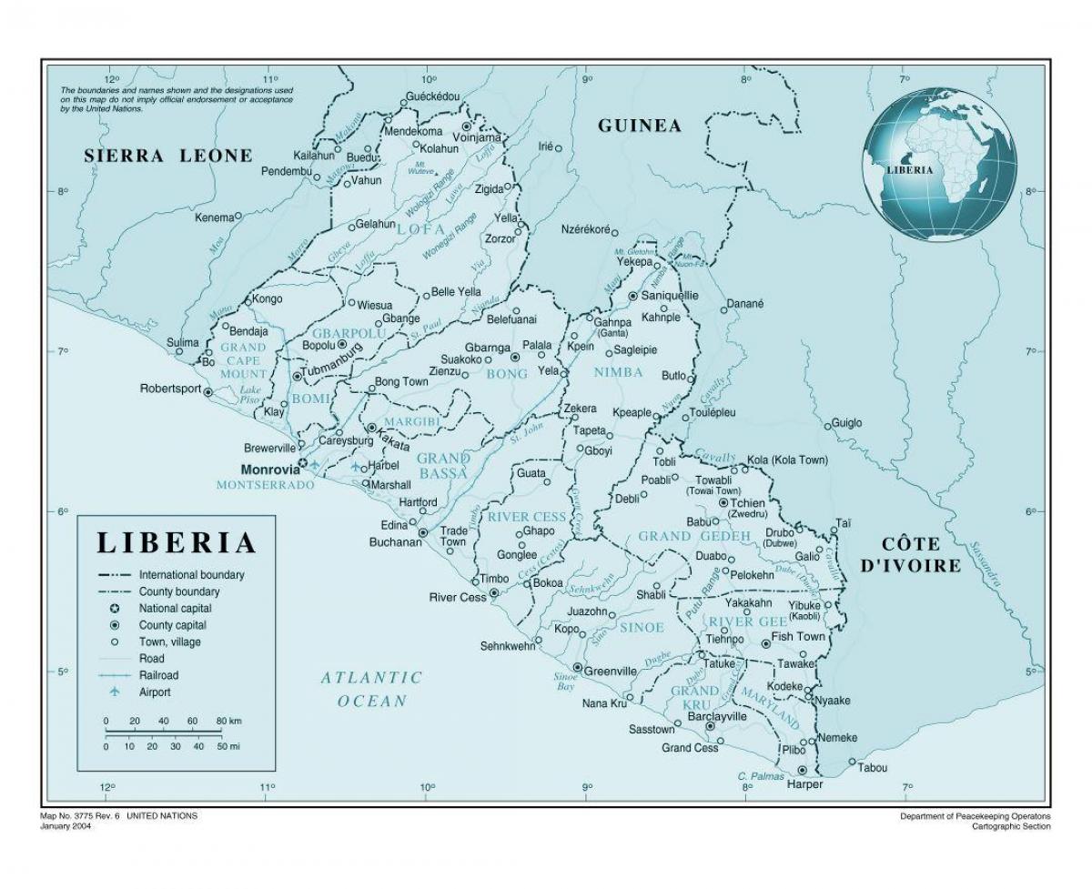 мапа аеродрома Либерија 