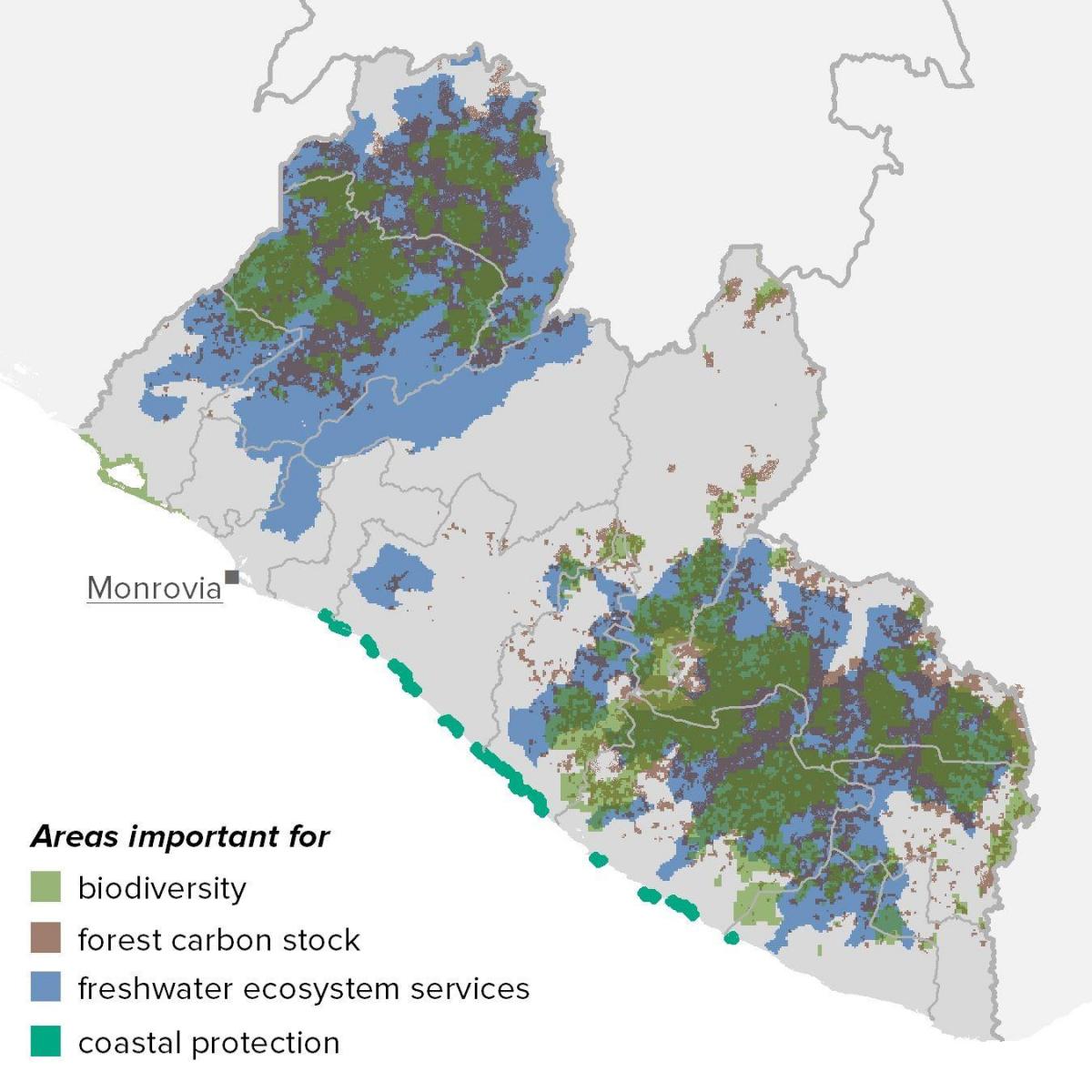 карта Либерија природних ресурса