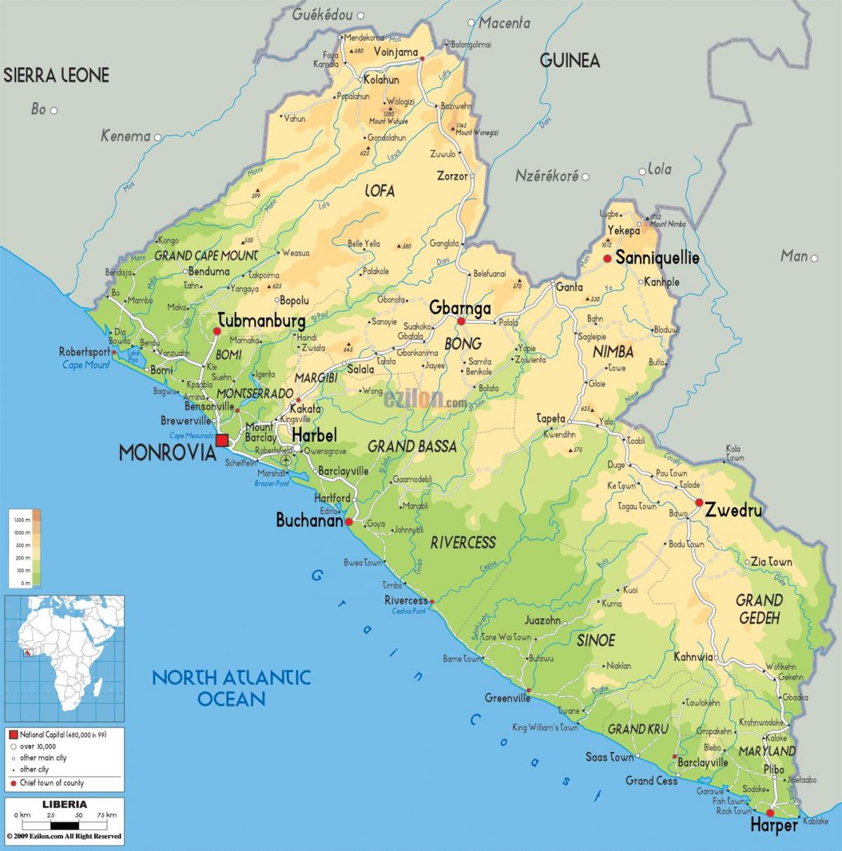 цртање на мапи Либерија