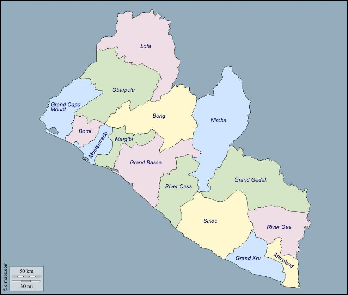 карта округа Либерија 