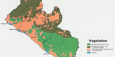 Карта вегетације карта Либерија