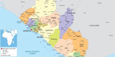 Карта извући политичку мапу Либерија