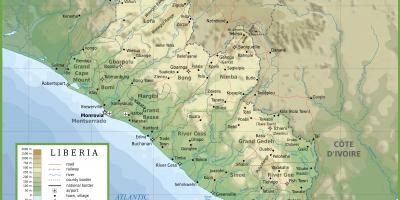 Нацртати физичке мапи Либерија